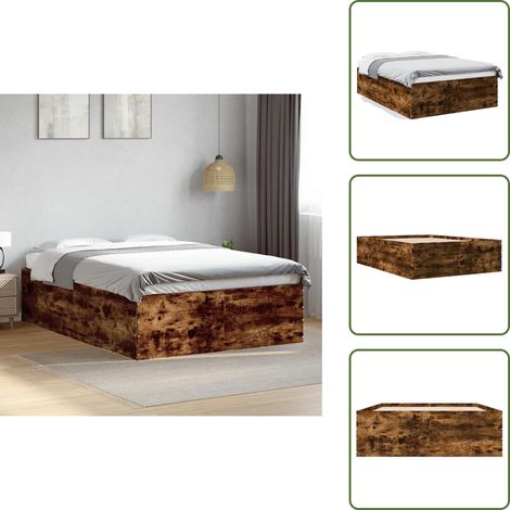The Living Store Cadre de lit sans matelas chêne fumé 120x200 cm - Cadre De Lit - Lit Double - Lit En Bois - Meuble Chambre - Literie