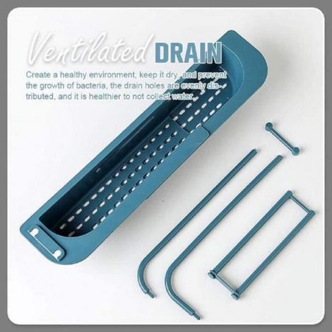 Support d'évier - Telescopic Sink Storage Holder - Bleu - Plastique - Drain ventilé (1/4)