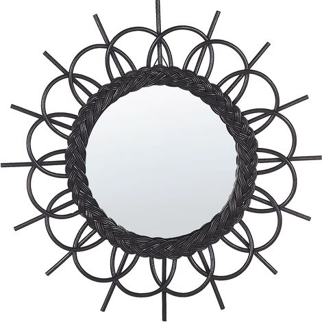 Wandspiegel TELAKIA 60 cm 60 cm Rattan Schwarz