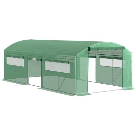 19 x 9.8ft Walk-In Polytunnel Greenhouse - Green