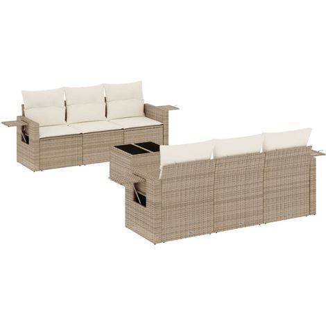 Set Divani da Giardino 7 pz con Cuscini Beige in Polyrattan vidaXL (1/5)