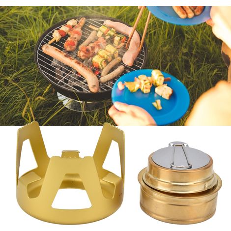 Réchaud de camping portable coupe-vent à vaporisation d'alcool liquide avec support pour le camping en plein air (jaune) (1/5)