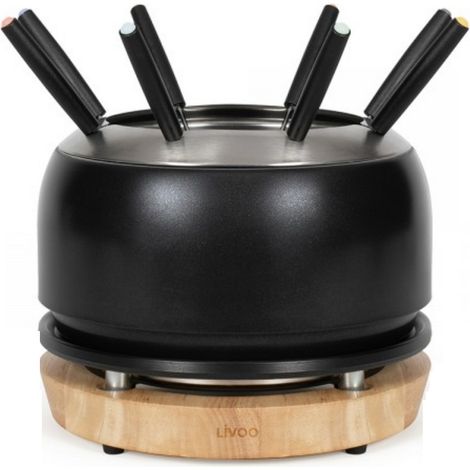 Set per fonduta da 1200 W con 8 forchette nere - DOC339 - Livoo