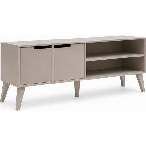Mobile TV Moderno In Melaminico Con 2 Ante E 2 Vani A Giorno Struttura Funzionale Con Gambe Slanciate Per Soggiorno Salotto Zona Living 160 X 40 X 55 Cm Cashmere (1/5)
