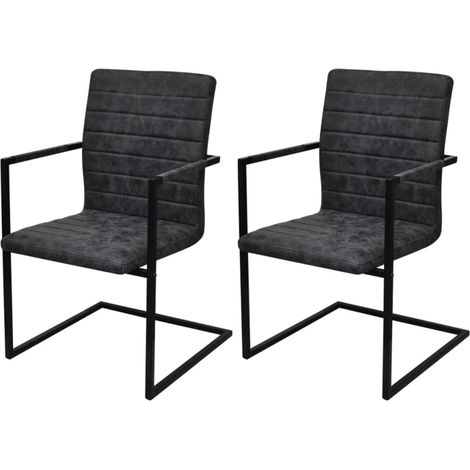 Freischwinger 2 Stk. Schwarz Kunstleder
