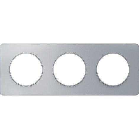 Plaque de finition triple Odace Touch clipsable - Alu brossé liseré anthracite