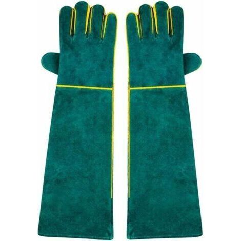 1 Paire de Gants de Soudure, 58 cm Longueur de l'épaule Split Vachette, doublé en Mousse, Rouge Long pour MIG, TIG Soudeurs, BBQ, Jardinage, Réchaud, cheminée (1/3)