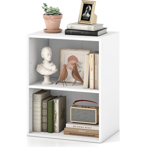 Bibliothèque à 2 Cubes Ouverts 42 X 29,5 X 53,5 CM (Blanc,1) Meuble de Rangement à 3 Niveaux, Étagère Réglable à 5 Positions, pour Livres, Plantes, Étagère, pour Salon, Chambre, Bureau (1/5)