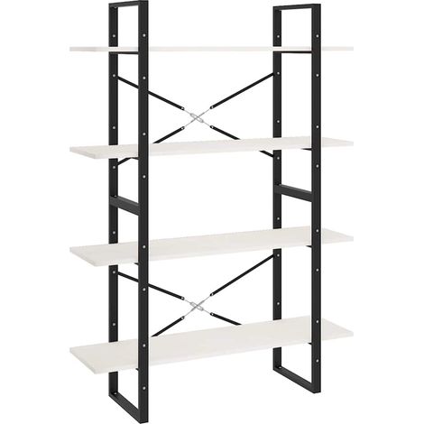Maison Exclusive - Bücherregal 4 Böden Weiß 100x30x140 cm Massivh (1/5)