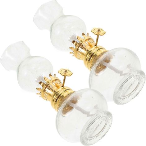 Lampe à pétrole en verre vintage, petite lampe à huile décorative avec mèche, idéale pour un éclairage d'ambiance sur table dans les salons, les cuisines ou les chambres. (1/5)