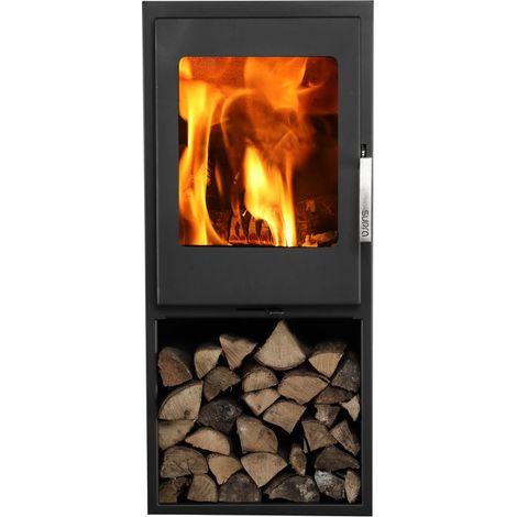Supra – Poêle à bois JACCO BÛCHER acier – 5kW – Double combustion – Sortie de fumée par le haut ou par l'arrière – Rendement 77,6%