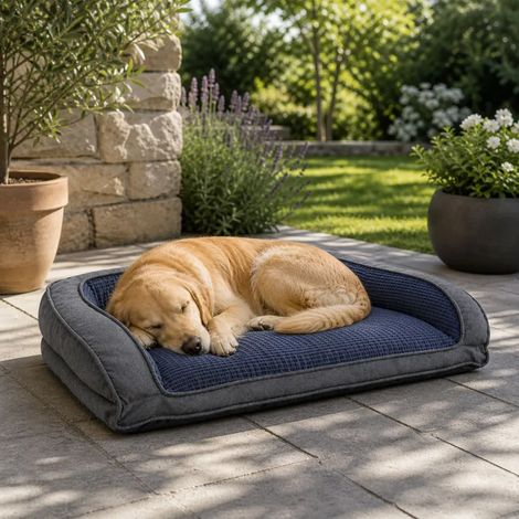 Coussin soft antidérapant pour chien - 90x63x19cm Bleu (1/5)