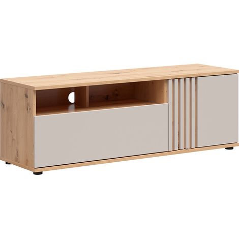 Meuble TV 1 porte 1 tiroir 135 cm Ezra Cachemire et Bois (1/5)