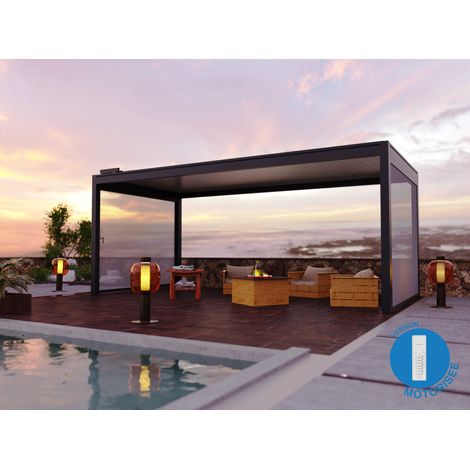 Store Zippé Motorisé 3m Anthracite Pour Pergola Bioclimatique O ORIAL Made in France (1/5)