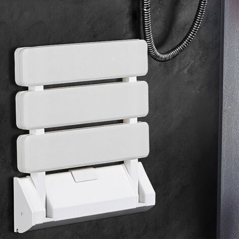 Klappbarer Duschsitz zur Wandmontage, Tragkraft: 130 kg, klappbarer Duschsitz, Klapphocker für Badezimmer, Wandmontage, Klapphocker, Weiß