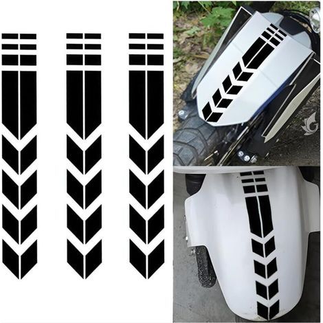Pieces Motorcycle Mudguard Stickers, Reflective Motorcycle Decoration Stickers, Reflective Mudguard Sticker, Reflective Motorcycle Sticker Strips (Black) (1/5)