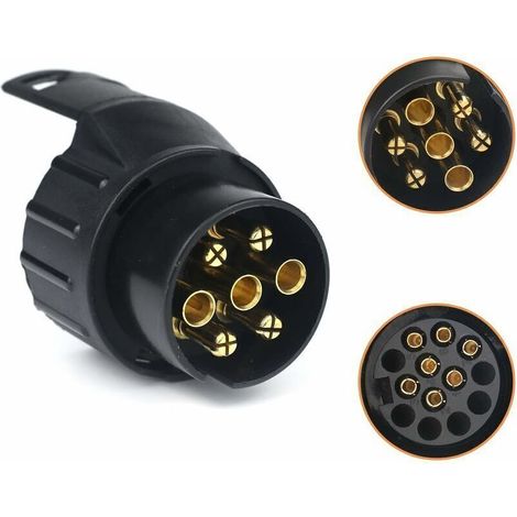 7/13 Adaptateur Prise Remorque 7 vers 13 Broches Connecteur Fiche Attelage 7 Pole a 13 Pin pour Remorque de Voiture, Tracteur, Caravane, Porte-vélo.. (1/4)