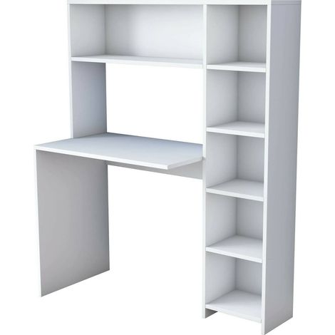 Dmora - Scrivania Callidora, Scrittoio multiuso, Tavolo per ufficio porta PC, Piano di lavoro, 113x40h142 cm, Bianco, con imballo rinforzato, con imballo rinforzato
