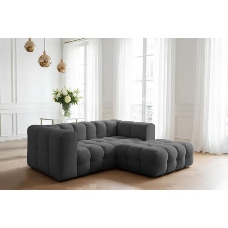 Ecksofa Designersofa SOLVIE XS in Stoff Moly Anthrazit Ottomane Rechts