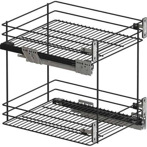 Vauth-Sagel VS SUB Slim Drahtkorb Classic - Rack Unterschrankauszug für KB 450mm - Korbablage aus Stahldraht, Stahl silber