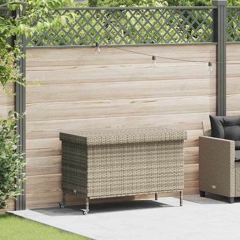 Boîte de rangement de jardin et roues-Coffre de rangement-Stockage Rangement gris clair résine tressée 396718 (1/5)
