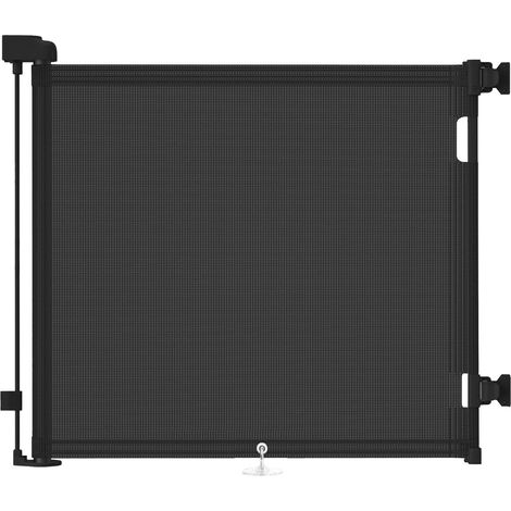 Barrière de Sécurité Rétractable pour Bébés et Chiens 0-150 cm Noir Grille de Protection Réglable pour Escaliers Portes et Couloirs (1/5)