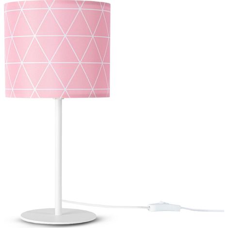 Paco Home Applique Abat-Jour Tissu Lampe À Poser Lampe De Chevet E14 Vintage Rétro Ronde Lampe de table - Blanc, Design 11 (Ø18 cm) (1/4)