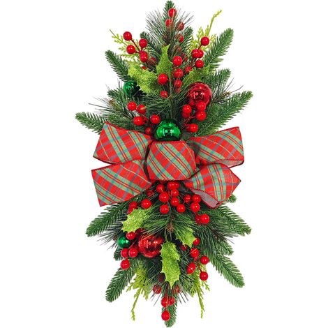 Künstliche Weihnachtsgirlande, 60 cm (23,6 Zoll) lang – Vielseitige Treppenhausdekoration für die Feiertage – Unbeleuchtet (1/2)