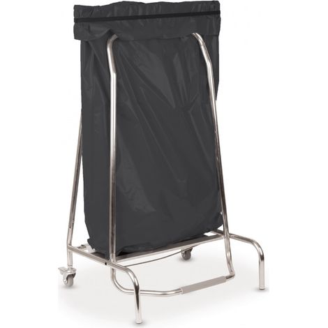 Porte sac poubelle inox mobile 110 Litres à pédale, à monter