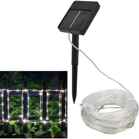 Guirlande lumineuse solaire 7 m, 50 LED, tube solaire étanche pour extérieur, éclairage décoratif de jardin, lumière blanche (1/5)