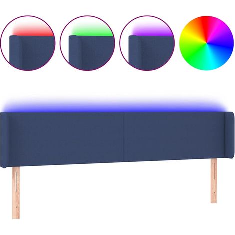 Maison Exclusive - Cabecero con LED de tela azul 203x16x78/88 cm (1/5)