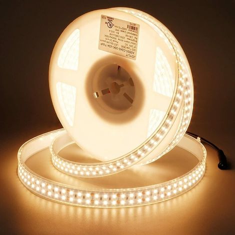 Tira de LED de 24 V, blanco cálido 3000 K, 5 m, con certificación UL y CE, 120 W, ultrabrillante, 11200 lm, CRI 90+, resistente al agua IP67, doble fila, 1200 LED SMD 2835, ideal para el hogar, la coc (1/5)