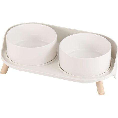 Futternapf Hund Keramik Hundenapf Erhöht - Spritzsicherer Hundenäpfe mit Ständer - Doppel Napf Katze Fressnapf Hund - Futter Wasser Napfset für Kleine bis Mittlere Hunde und Große Katzen - 850ml x 2 H