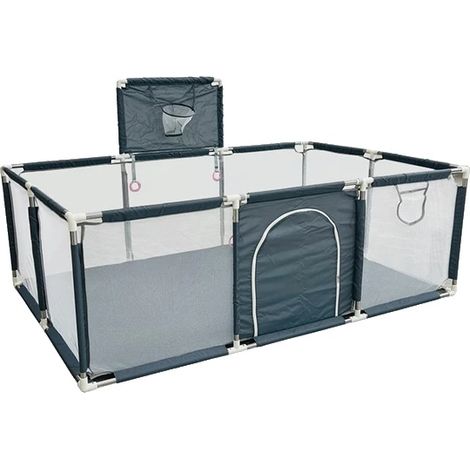 Parc pour enfants, Barrières de sécurité, Terrain de jeu polyvalent, Gris foncé sans filet (1/2)