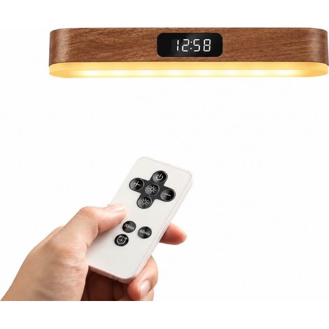 Lampe Horloge Veilleuse Bois Massif Applique Murale Magnétique LED Télécommande 1,5 W bois de sapelli 220 g – Livraison gratuite