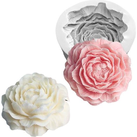 Moldes de silicona 3D para velas de peonía, resina, velas cilíndricas, aromaterapia, cera, jabón, arreglos florales y manualidades con arcilla. (1/5)