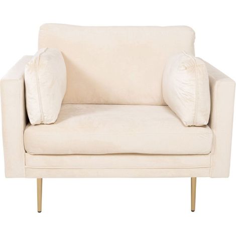 Fauteuil Design en Velours "Boom" 110cm Beige & Or (1/5)