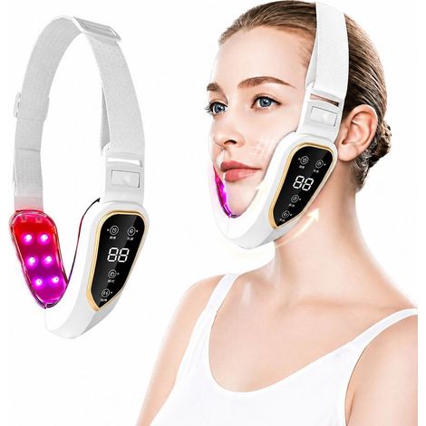 Appareil de massage liftant le visage en V avec 12 niveaux réglables - Micro-vibrations et luminothérapie LED blanche-AquaForge (1/5)
