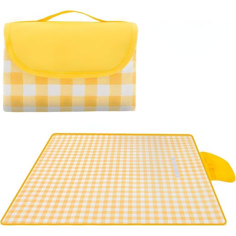 Couverture de pique-nique imperméable (jaune), 200x200cm, avec poignée et pliable. (1/5)