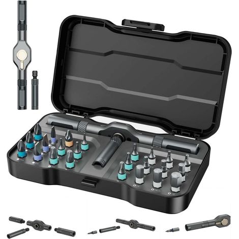 Ratschenschraubendreher 24in1 58ZahnRatsche S2 Bits Möbel 24 Bits Grau (1/5)