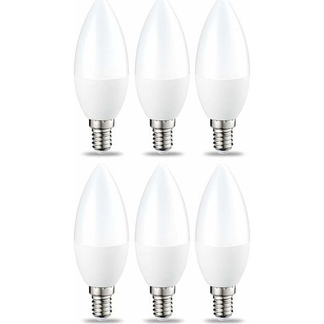 Lot de 6 petites ampoules LED en forme de flamme Culot Edison à vis E14 5 W (équivalent 40 W) Blanc chaud Intensité non variable (1/4)