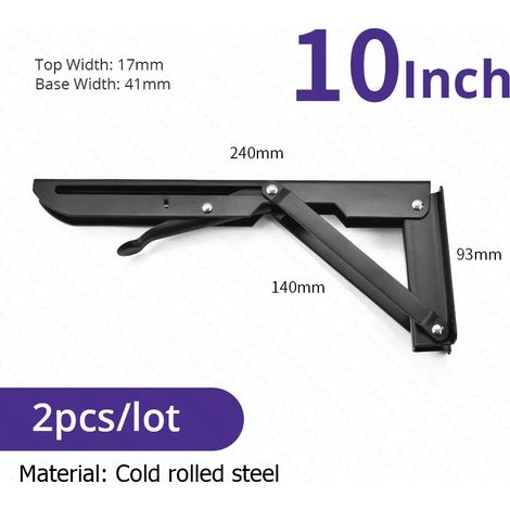 Supports d'étagère pliables (noirs, 25 cm) en acier inoxydable (2 pièces), adaptés aux camping-cars, gain de place (1/5)