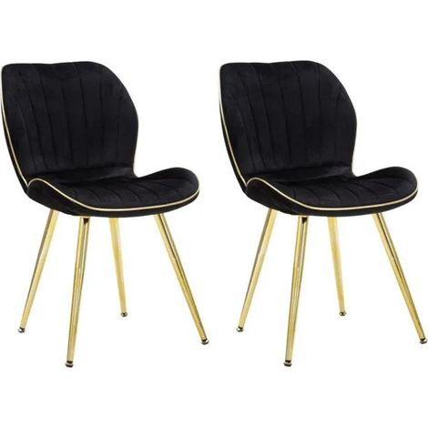 Stuhl Mauro Ferretti Paris Space schwarz gold 46x58x77 cm 2er Set