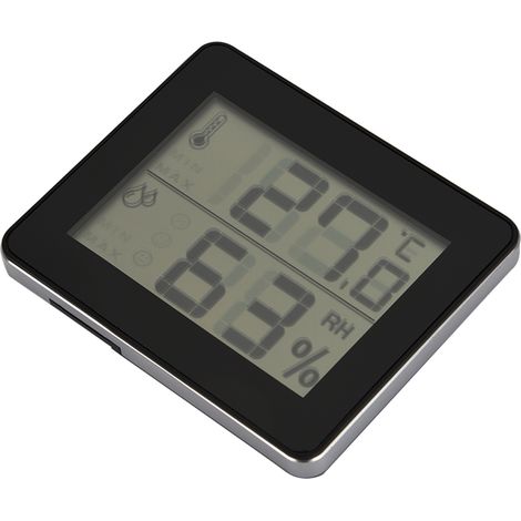 Digitales Thermometer und Hygrometer für den Innenbereich – Sensor für Raumtemperatur und Luftfeuchtigkeit (Schwarz)