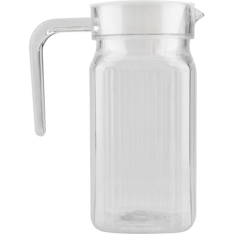 Bouteille à jus acrylique 500ml transparente rayée, pichet isotherme avec couvercle pour bar et maison (1/5)