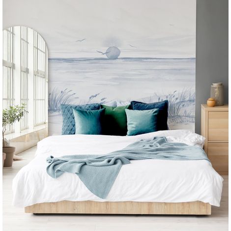 Papier peint panoramique Coucher de soleil, Bleu 375 x 250cm (1/5)