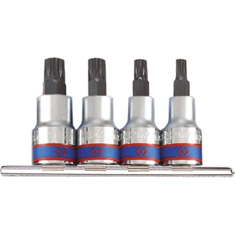 KING TONY - Jeu de 4 douilles 1/2" Spline courte M6-M8-M10-M12 - 127 mm (1/4)