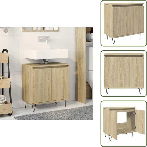 The Living Store Badschrank Sonoma-Eiche 58x33x60 cm Holzwerkstoff - Holzschrank