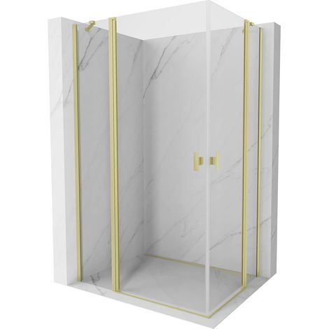 Mexen Mist Duo Duschkabine schwenkbar 100 x 85 cm, transparent, gebürstetes Gold - 8A4-100-085-55-00 (1/5)