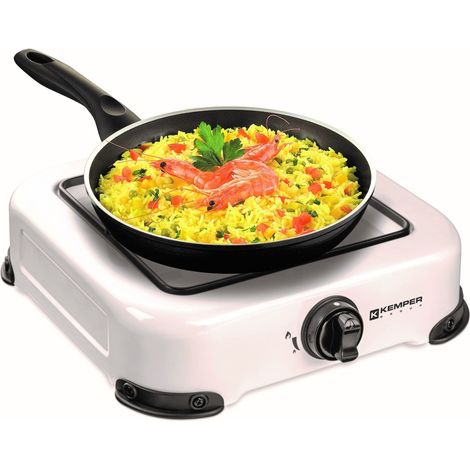 Réchaud gaz de camping 1 feu 1300W Blanc Grille amovible 4 Pieds KEMPER (1/5)